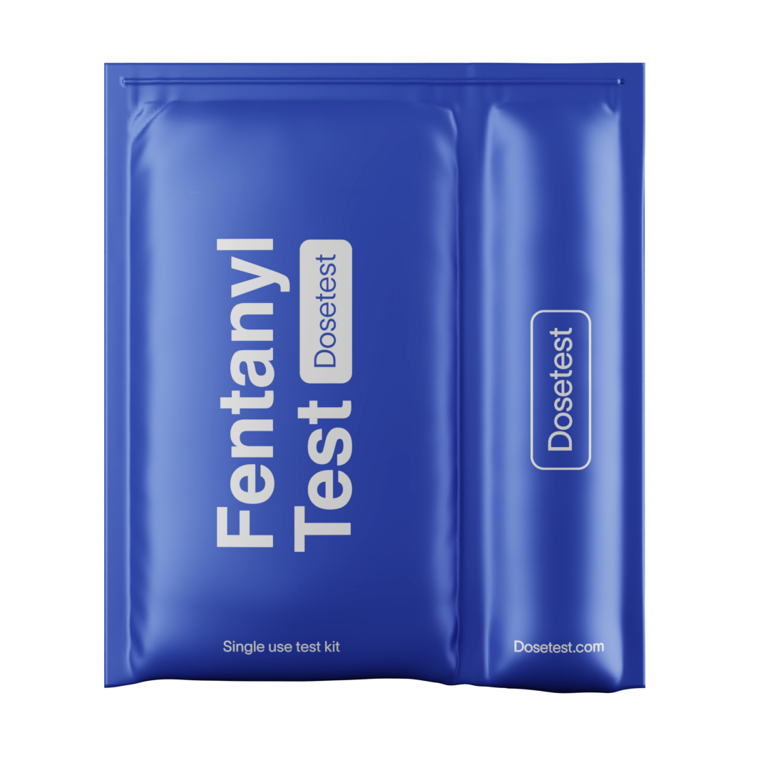 Fentanyl test strips 5-pack kit - DoseTest single-use drug testing strips in blue packaging